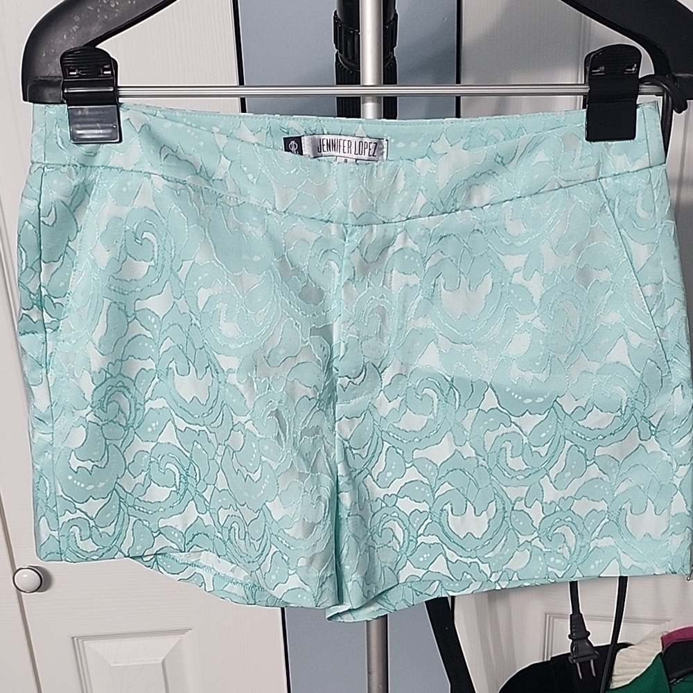 Size 4 Jennifer Lopez Mint Lace-Effect High Waist Shorts
